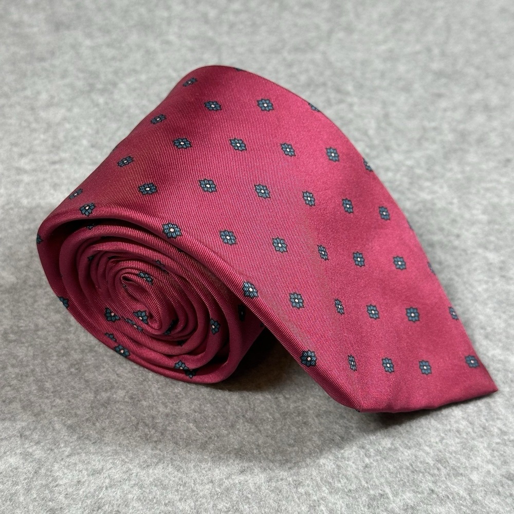 Pierre Cardin 100% Silk Tie Italy Pink Geometric Floral Necktie 57x3.4in
